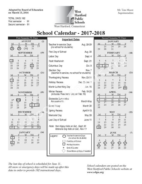 West Hartford Public Schools Calendar and Community Engagement