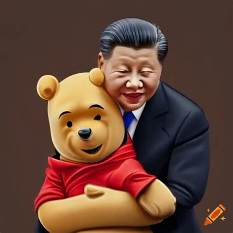 Winnie the Pooh hugging Xi Jinping