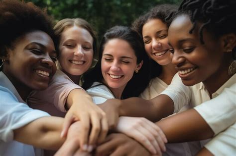 Women supporting and uplifting each other in a display of sisterhood and camaraderie