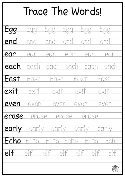 Word Tracing Printables