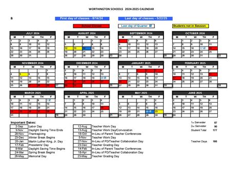 Worthington Schools Calendar Feature