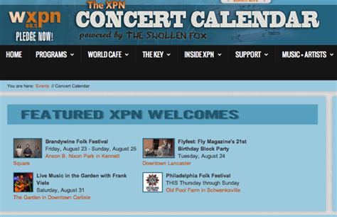 Wxpx Concert Calendar Image