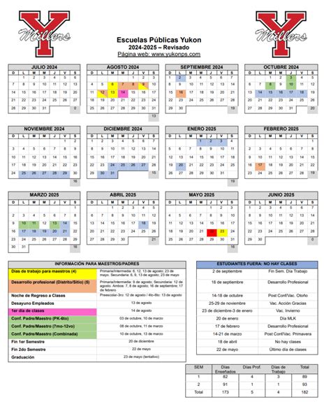 Yukon Schools Calendar Activity