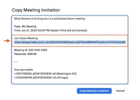 Zoom Invite Example