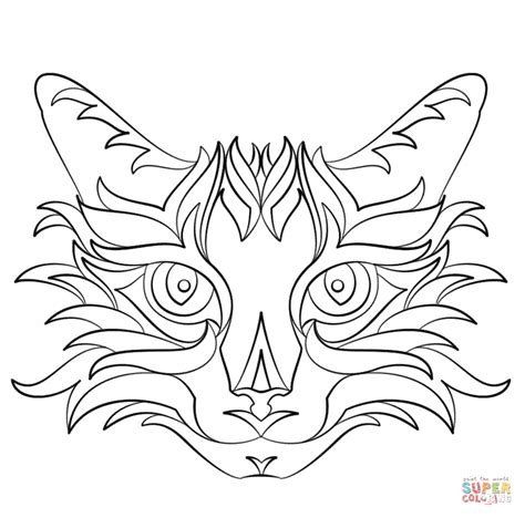 Abstract Cat Coloring Page