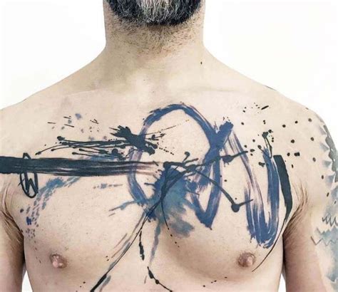 Abstract chest tattoos for men and women