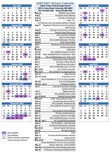 Academic calendar with notes and assignments