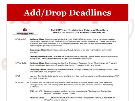 Academic Calendar Add/Drop Deadlines