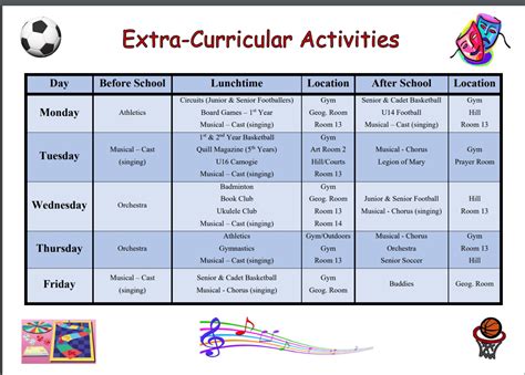 Academic Calendar Extracurricular Activities