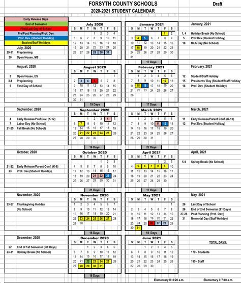 Academic Calendar Key Features