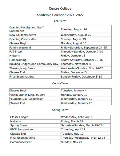 Academic Calendar Key Features 8