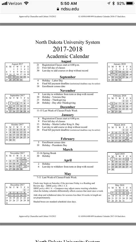 NDSU Academic Calendar Image 8