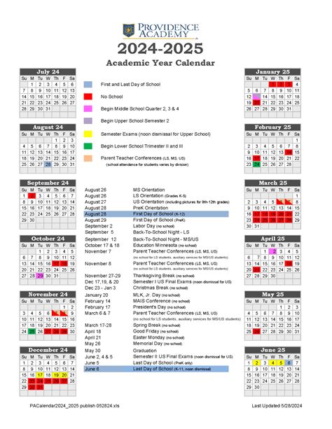 Providence College Academic Calendar