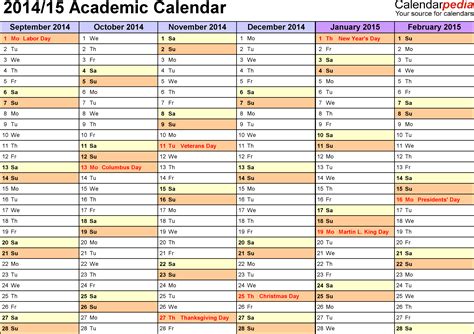 Academic Calendar Templates for Excel