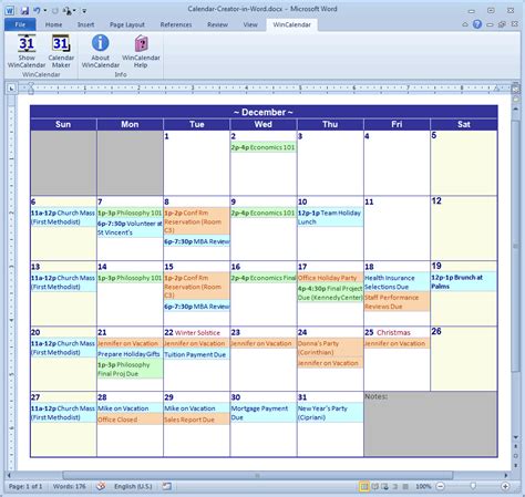 Tool for Creating an Academic Calendar