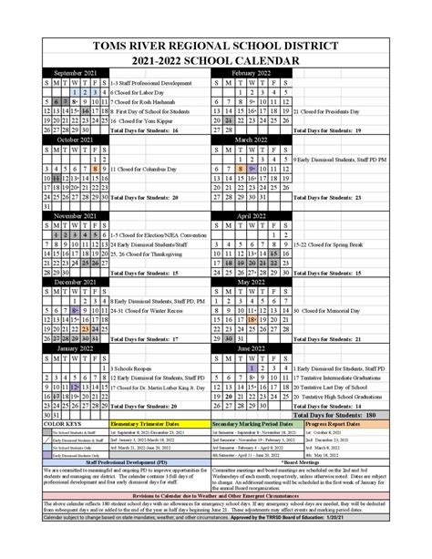 Accessing Toms River Regional Schools Calendar