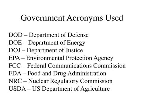 Acronyms in Government