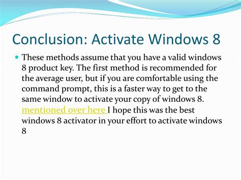 Description of Activation Conclusion