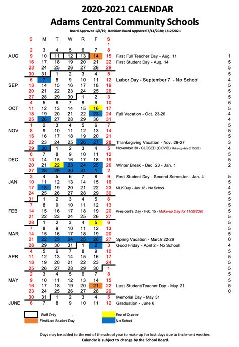 Adams 12 Calendar Tips