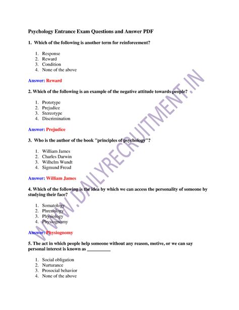 Admission Test Questions and Answers