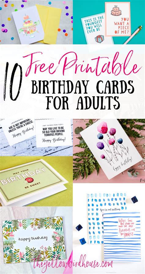 Adult free birthday card printables