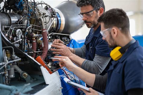 Aerospace engineers working on maintenance and repair