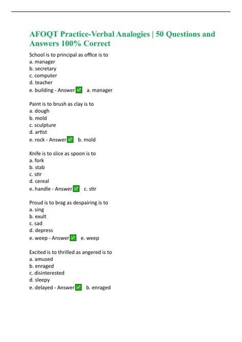 AFOQT Verbal Analogies