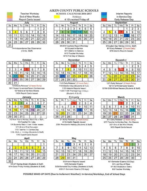 Aiken County Schools Calendar Image 4