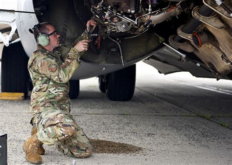 An Air Force airplane mechanic in uniform