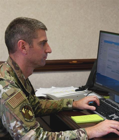 Air Force finance officer at work