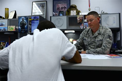 Air Force recruiter talking to potential enlistee