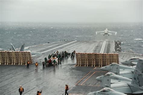 Aircraft on the flight deck of an aircraft carrier