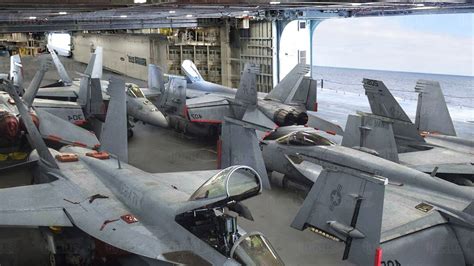 Aircraft hangar on an aircraft carrier