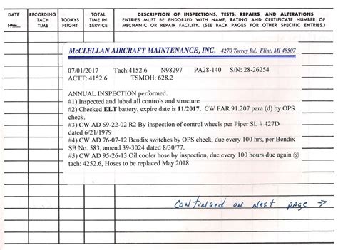 Aircraft Mechanic Maintaining Records