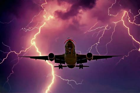 Airplane in Lightning Storm