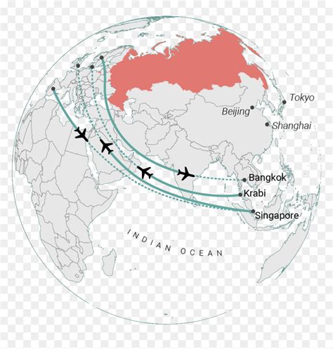 Alaska to Russia Flight Map