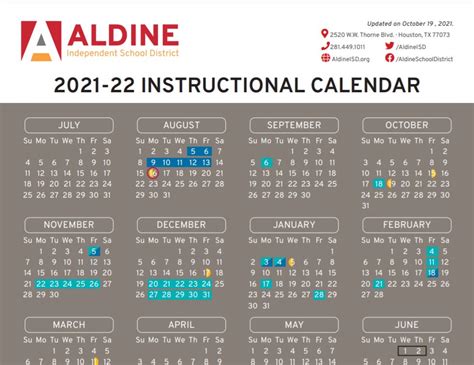 Aldine Calendar for Students