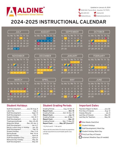 Aldine ISD Calendar Image 6