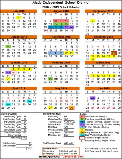 Aledo ISD Calendar Image 1