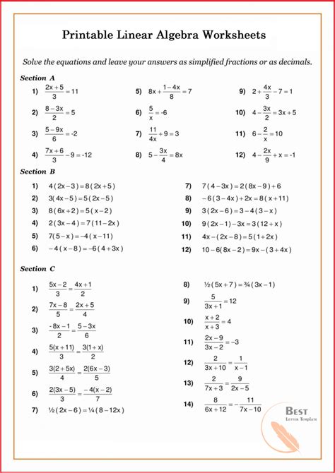 Algebra Exercises