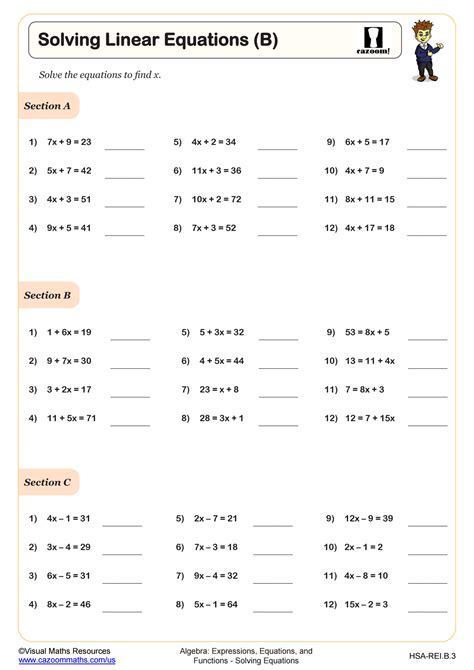 Algebra worksheets