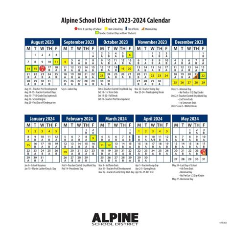 Alpine District School Calendar Image 1