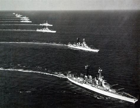 American battleships in formation during World War II