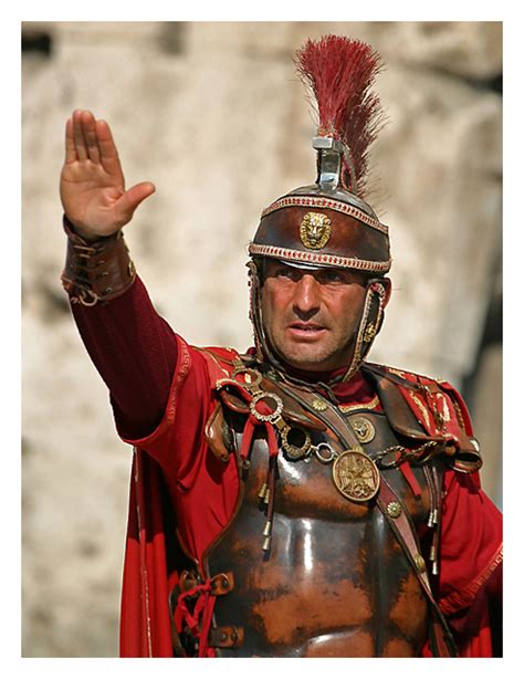 Ancient Roman soldiers saluting