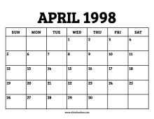 April 1998 Calendar