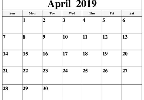 April Calendar Printables for Specific Needs