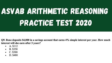 Arithmetic Reasoning ASVAB Practice Exam