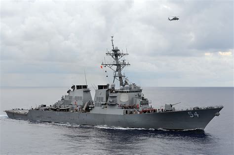 The Arleigh Burke-class destroyer at sea