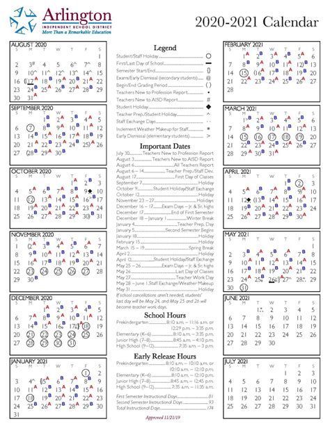 Arlington Isd Calendar Image 6