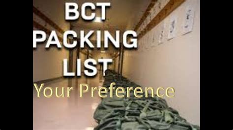 Army BCT Packing List Essentials